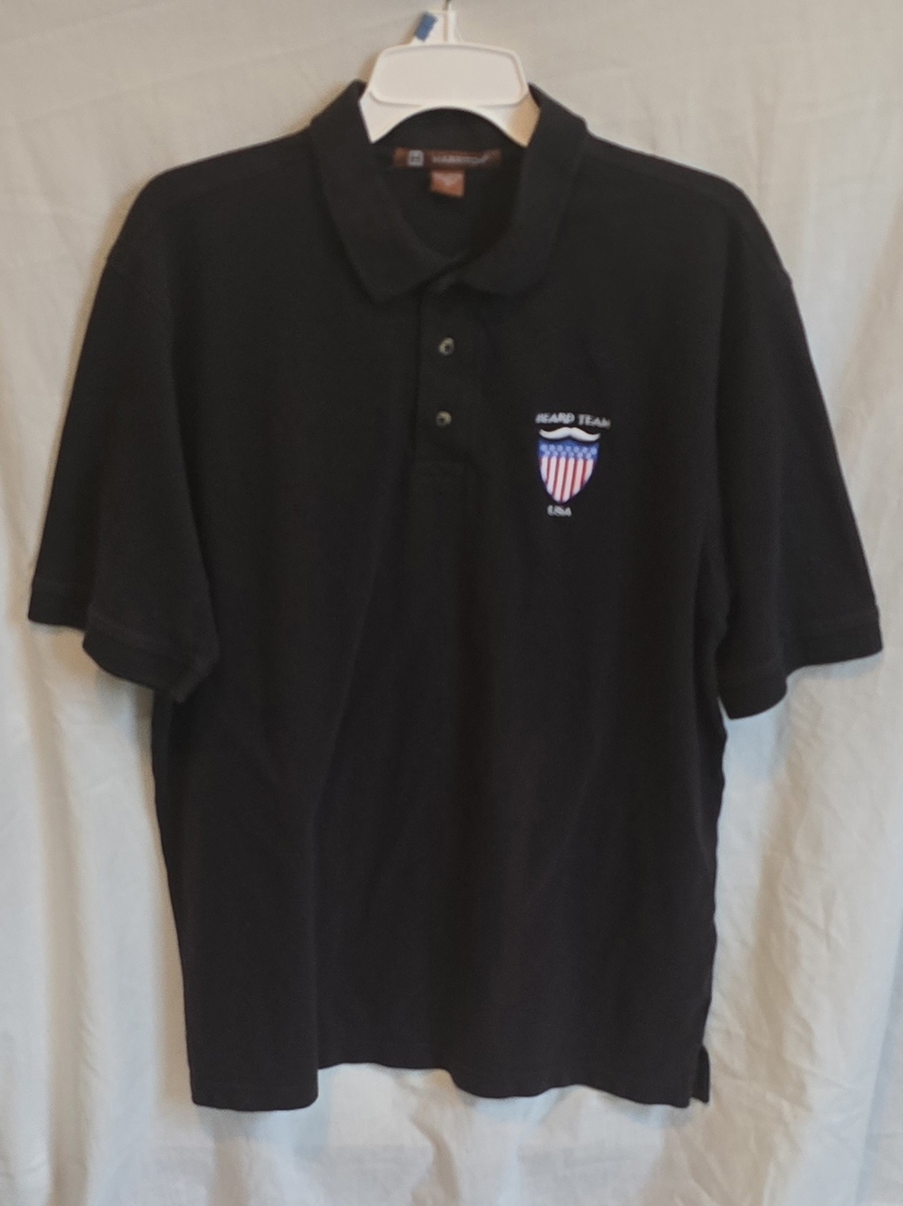 Vintage Beard Team USA Polo Shirt – Harriton Black Men's L